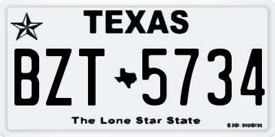TX license plate BZT5734