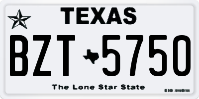 TX license plate BZT5750