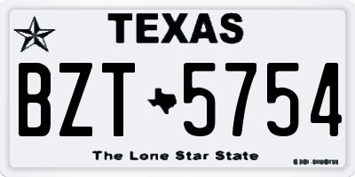 TX license plate BZT5754