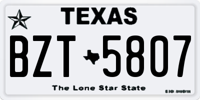 TX license plate BZT5807