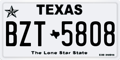 TX license plate BZT5808