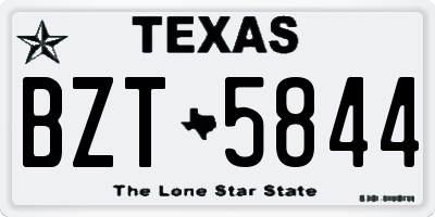 TX license plate BZT5844