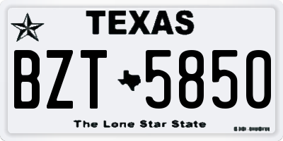 TX license plate BZT5850