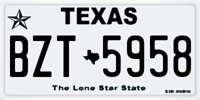 TX license plate BZT5958