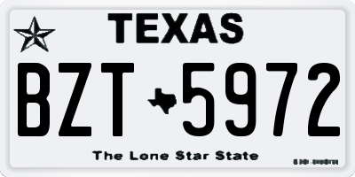 TX license plate BZT5972