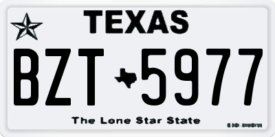 TX license plate BZT5977