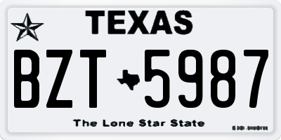 TX license plate BZT5987