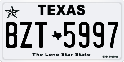 TX license plate BZT5997
