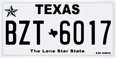 TX license plate BZT6017