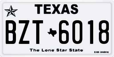 TX license plate BZT6018
