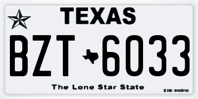 TX license plate BZT6033