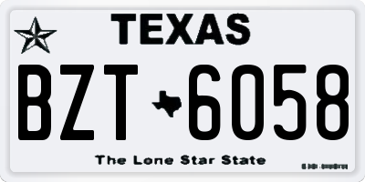 TX license plate BZT6058