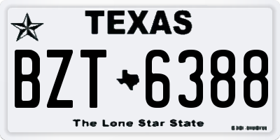 TX license plate BZT6388