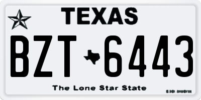 TX license plate BZT6443