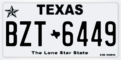 TX license plate BZT6449