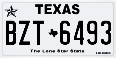TX license plate BZT6493