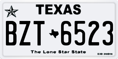 TX license plate BZT6523