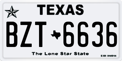 TX license plate BZT6636