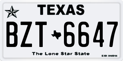 TX license plate BZT6647