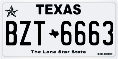 TX license plate BZT6663