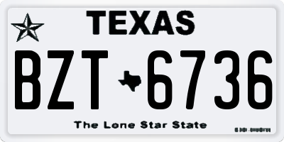 TX license plate BZT6736