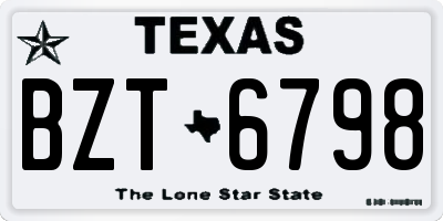 TX license plate BZT6798