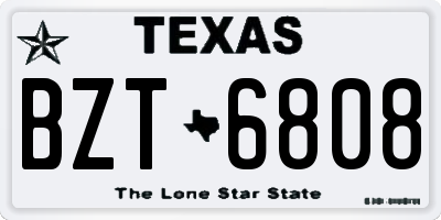 TX license plate BZT6808