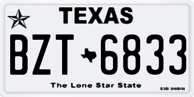 TX license plate BZT6833