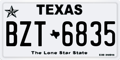 TX license plate BZT6835