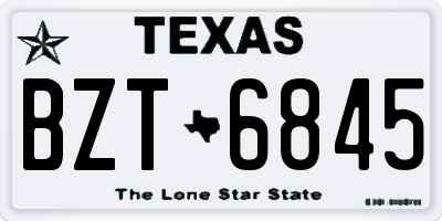 TX license plate BZT6845