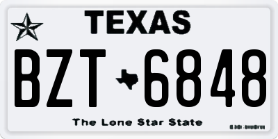 TX license plate BZT6848