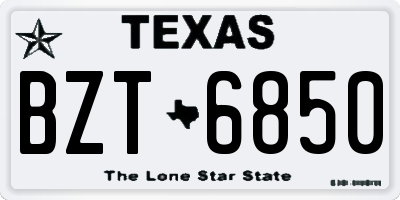 TX license plate BZT6850