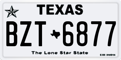 TX license plate BZT6877