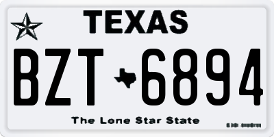 TX license plate BZT6894
