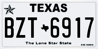 TX license plate BZT6917