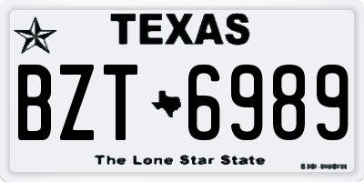 TX license plate BZT6989