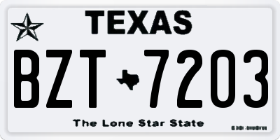 TX license plate BZT7203