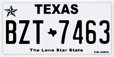 TX license plate BZT7463