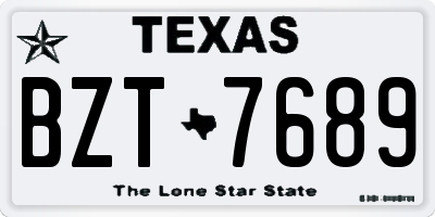 TX license plate BZT7689