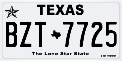 TX license plate BZT7725