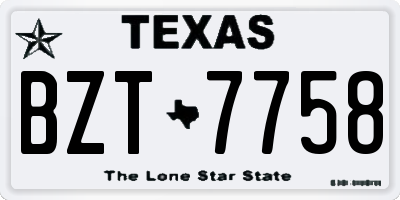 TX license plate BZT7758