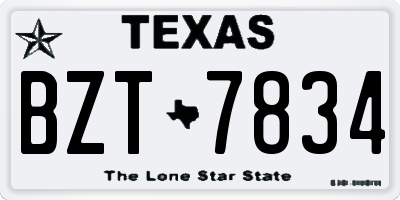 TX license plate BZT7834