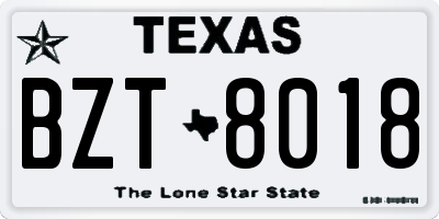 TX license plate BZT8018