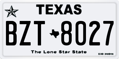 TX license plate BZT8027