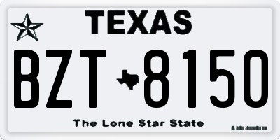 TX license plate BZT8150