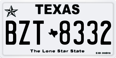 TX license plate BZT8332