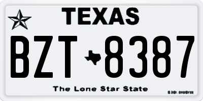TX license plate BZT8387