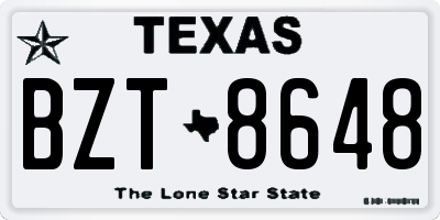 TX license plate BZT8648