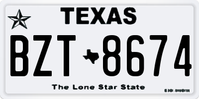 TX license plate BZT8674