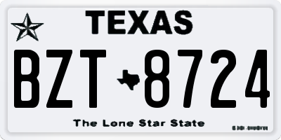TX license plate BZT8724